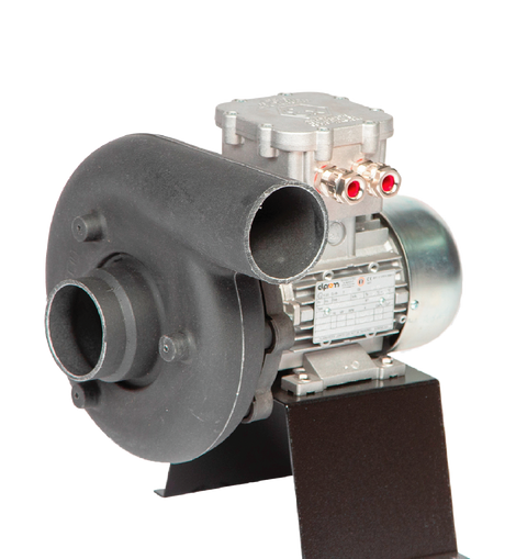 Storm 10 High Static Pressure Direct Drive Forward Curve Polypropylene Blower - XP on stainless steel stand