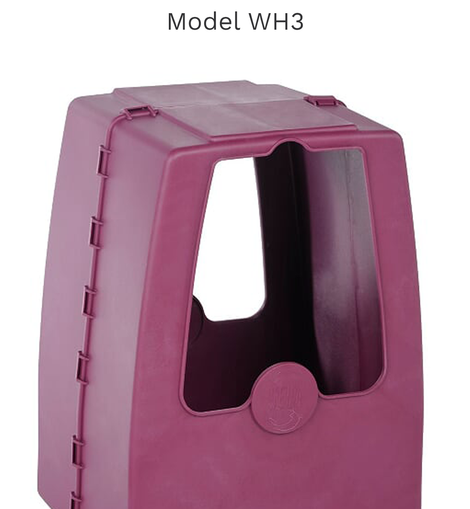 Polypropylene Weather Hood with Enclosed Pedestal, perfect for rain, sleet, or snow, in Grape Color compatible with All Storms & Plastec 15-25 Corrosion-resistant exhaust blowers